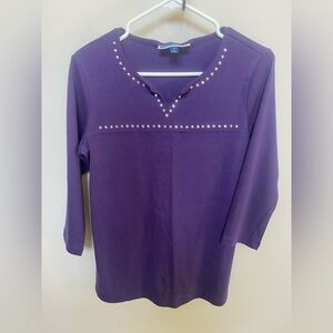 Karen Scott size medium Purple long sleeve top with stud embellishments